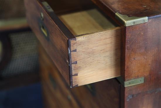 A Victorian mahogany brass bound military chest, W.3ft 3in.
